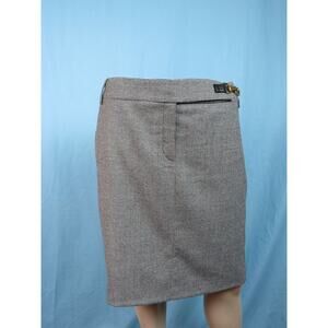 NWT GUCCI 221815 BLACK LANA WOOL GRAY CHECK HORSE BIT BUCKLE LOGO ZIP SKIRT 44